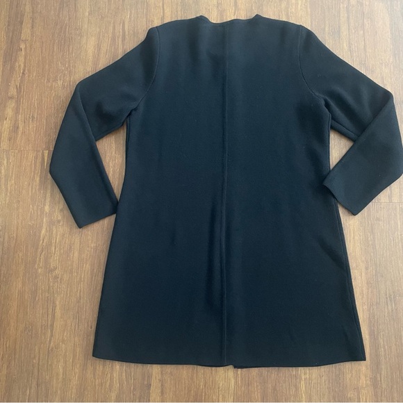 Talbots Pure Merino Wool Sweater Women Large Petite Black Longline Zip Cardigan - Picture 2 of 9